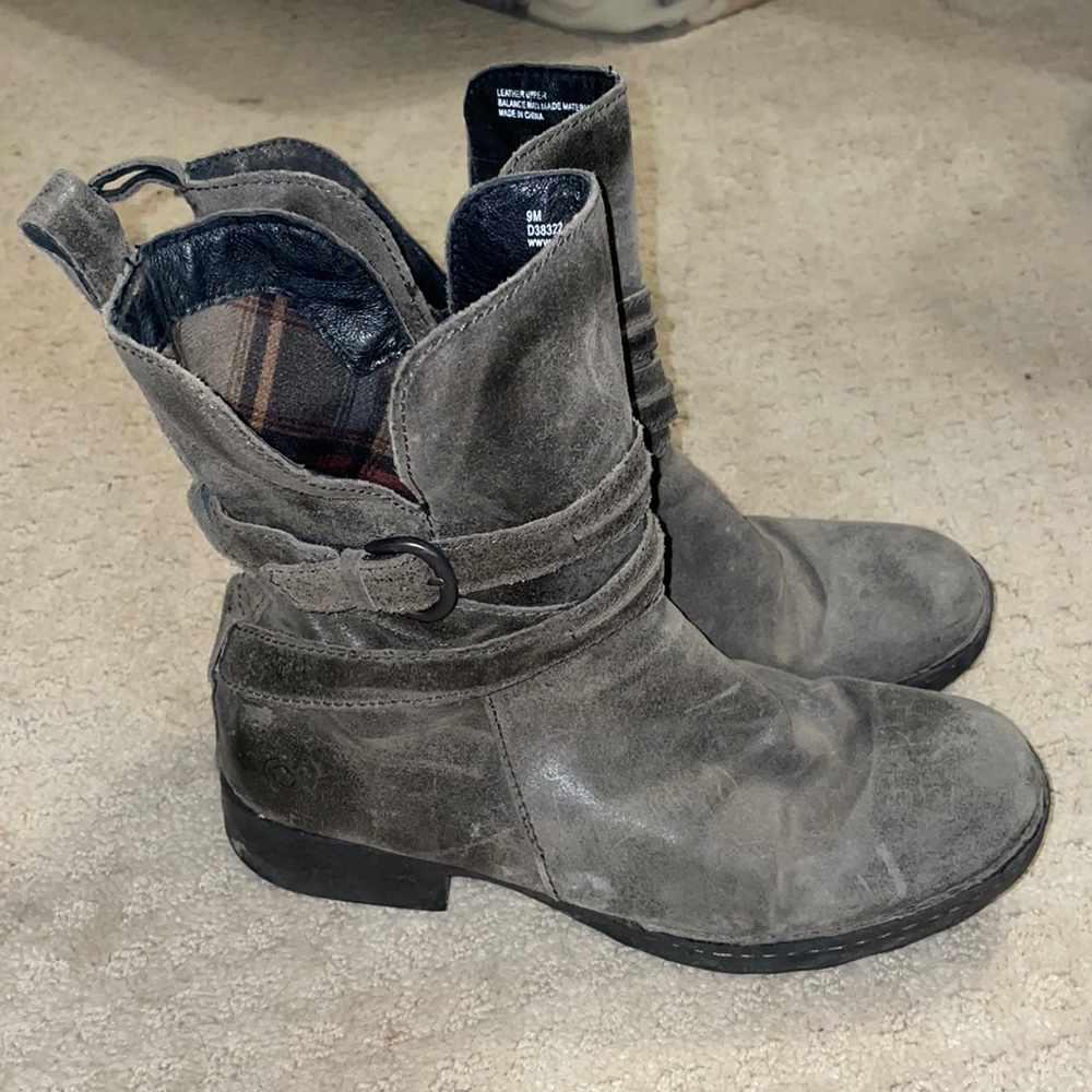 Born grey ankle boots.